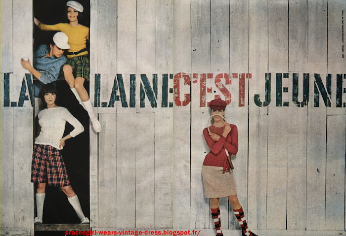 wool publicité La laine, c'est jeune ! 1965 vintage ad advert mod sixties 1960 60s annees 60 preppy school days twiggy 