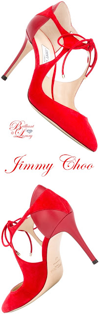 ♦Jimmy Choo red tie-tront pumps #jimmychoo #shoes #red #pantone #brilliantluxury