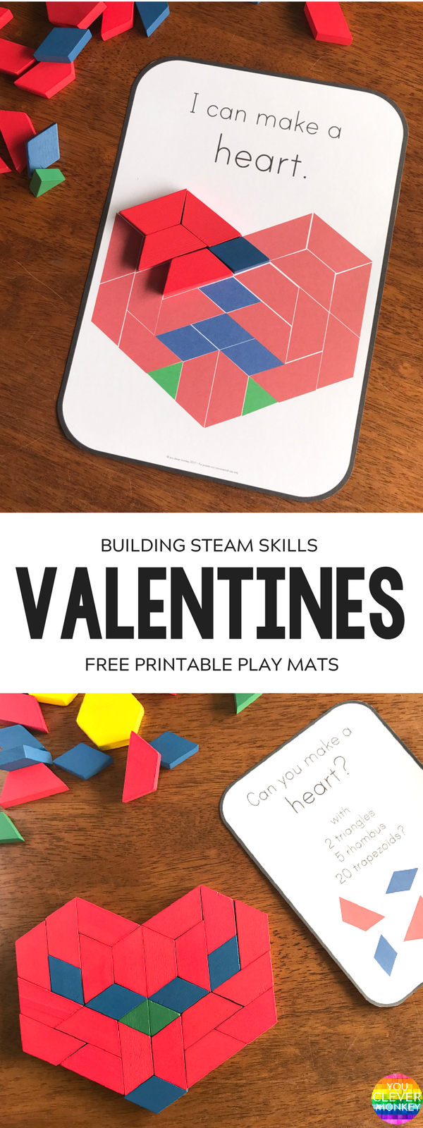 Valentines Pattern Block Challenge Cards You Clever Monkey