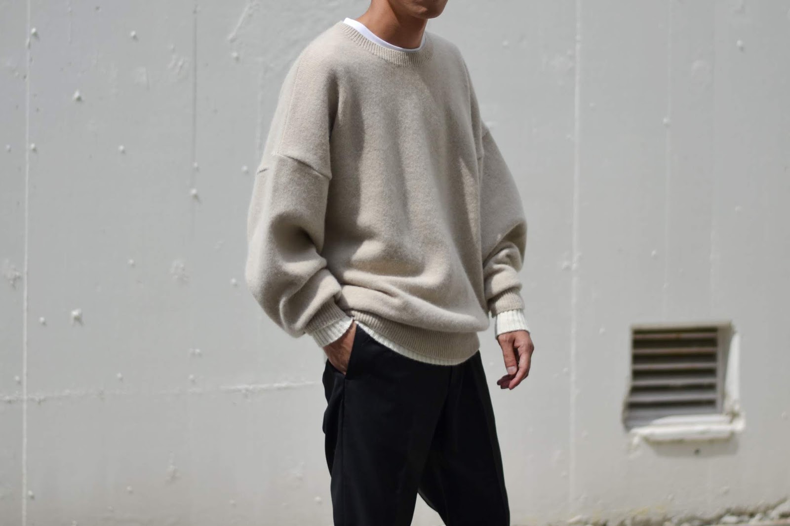 stein 20ss Combined Neck Knit LS グレージュ