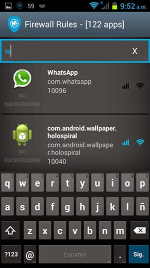 firewall con whatsapp en android