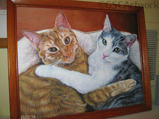 tango bandit house cat kitten pet portrait acrylic painting animal art framed