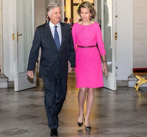 King Philippe and Queen Mathilde of Belgium met with the heads of Belgian diplomatic staff at the Royal Castle of Brussels 