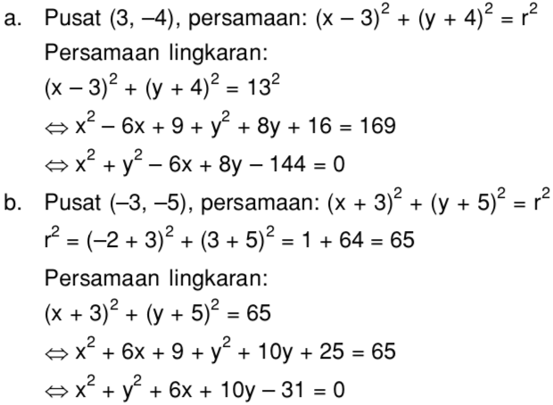 Tentukan Persamaan Umum Lingkaran Dengan Ketentuan A