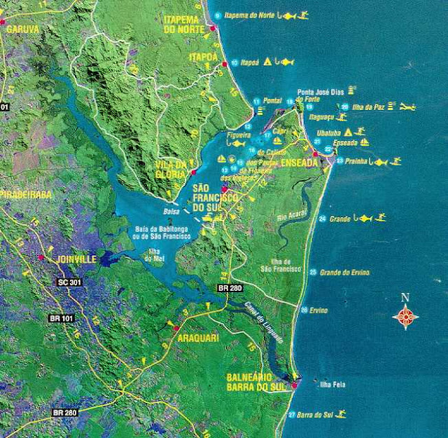 Mapa da região de Joinville - SC
