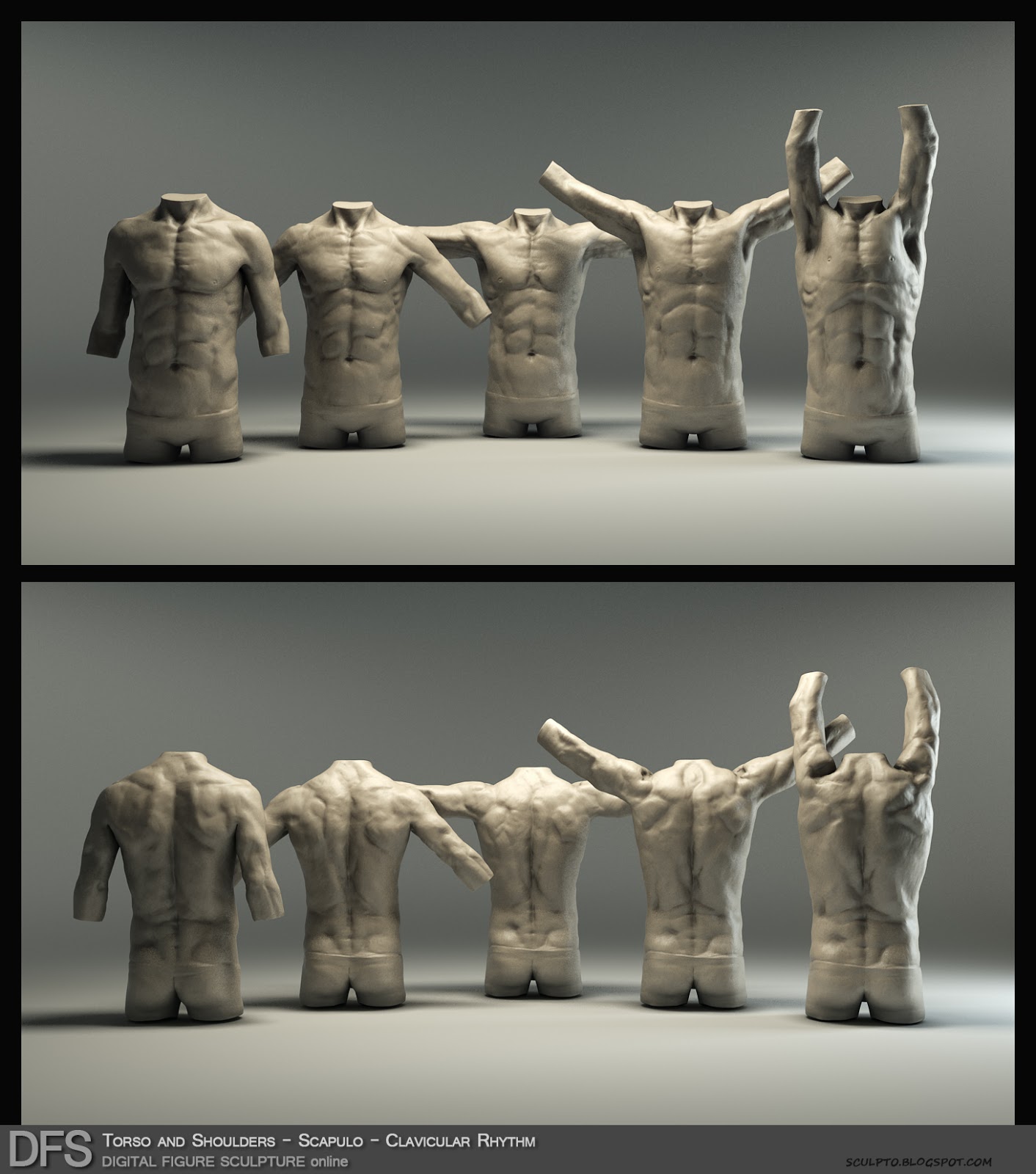 Tihomir Dimitrov: Digital Figure Sculpture online Workshop Anatomy Studies