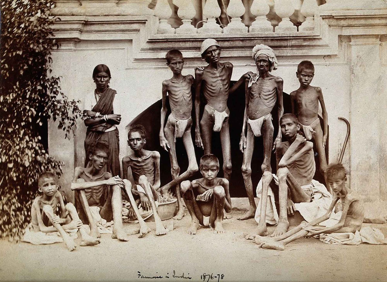 Famine stricken people during the famine of 1876-78 in Bangalore