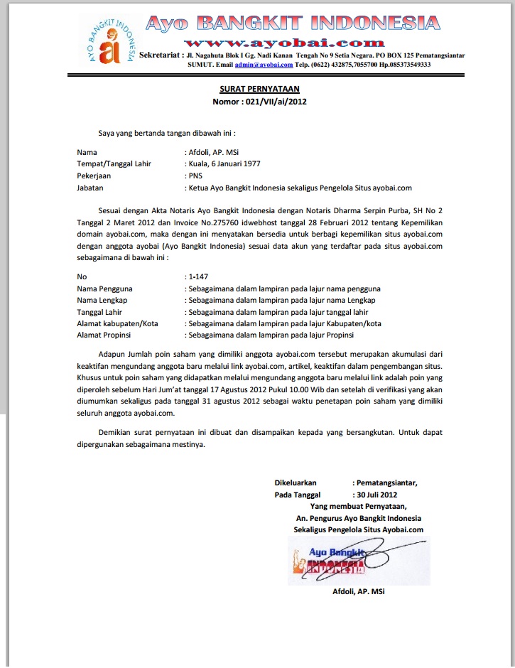 Contoh Surat Penawaran Saham Surat 35