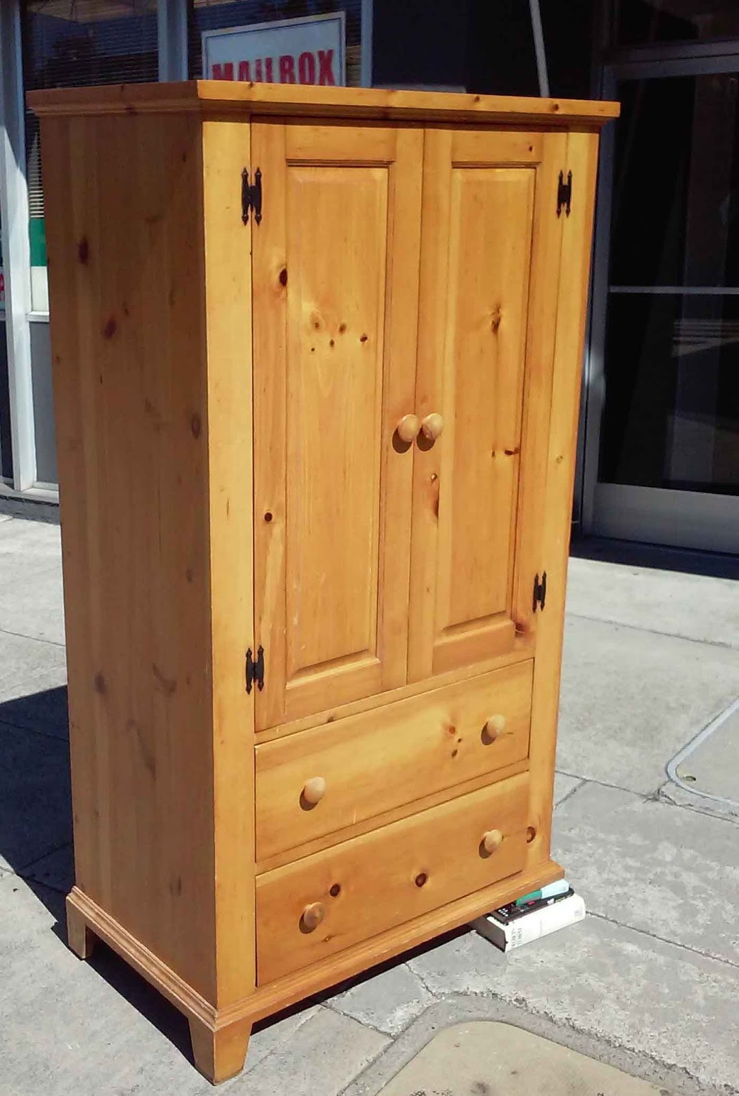 UHURU FURNITURE & COLLECTIBLES SOLD 3 Legged Pine Closet Armoire 80