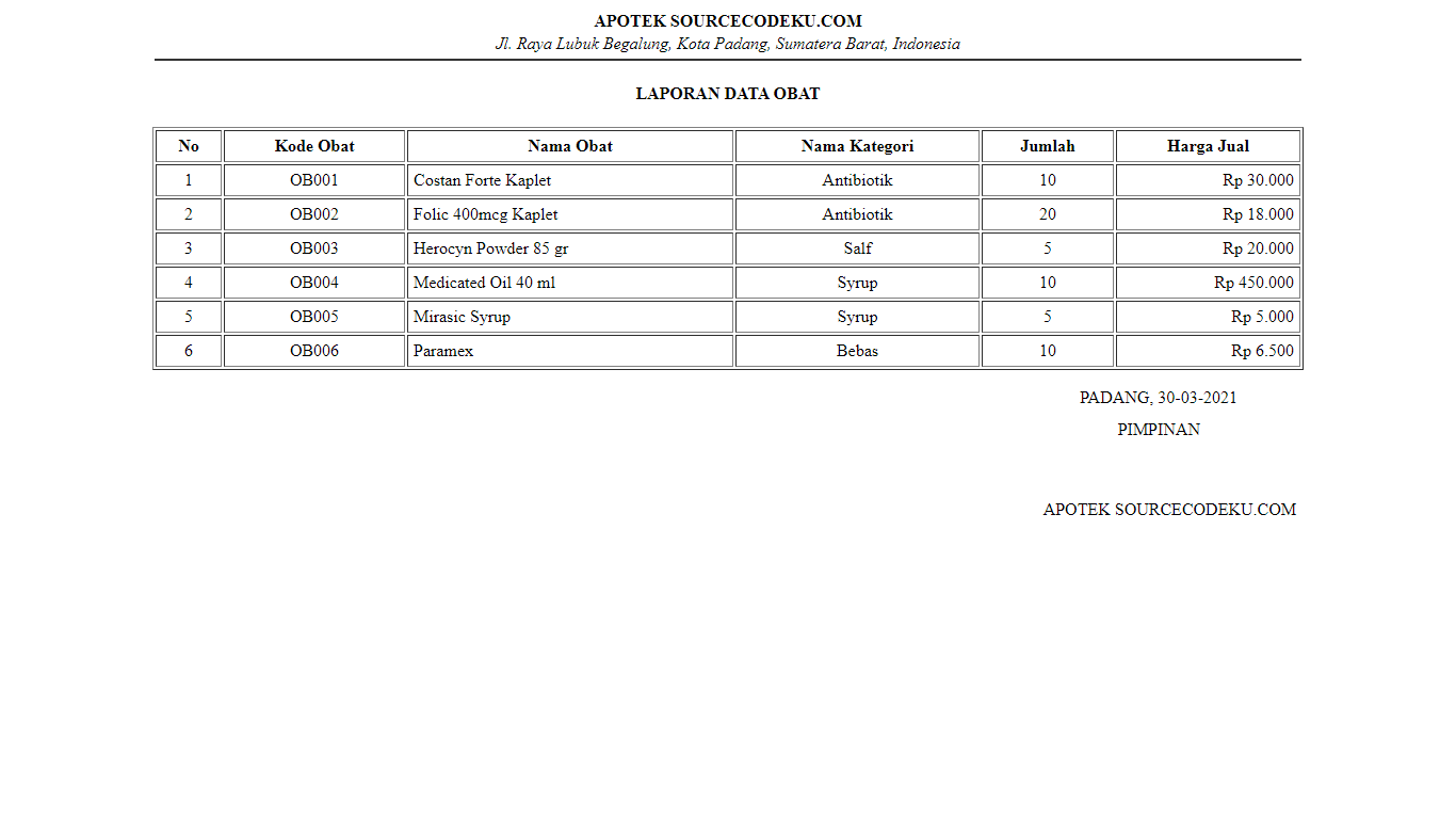 Aplikasi Manajemen Pengelolaan Transaksi Obat Apotek - SourceCodeKu.com