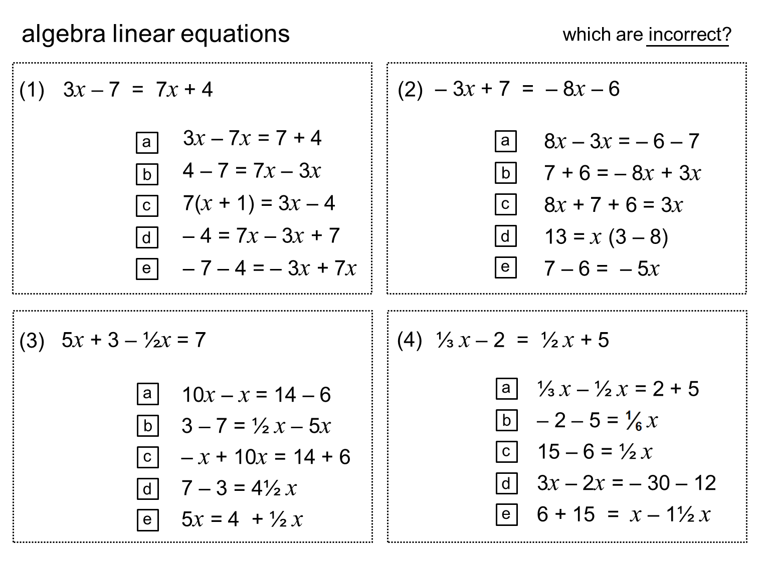 Algebra questions and answers