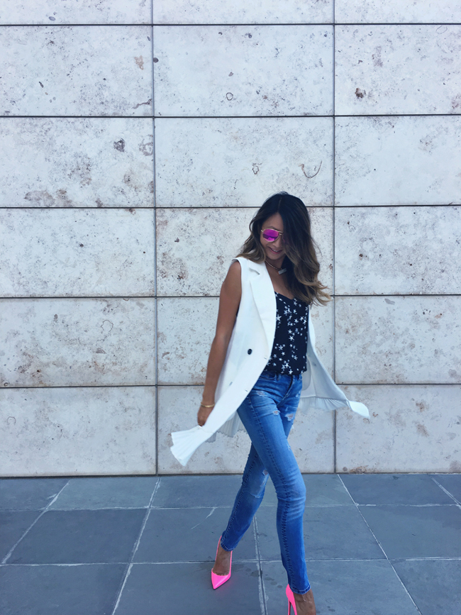 How to Wear a Vest Dress with Denim - T&J Designs