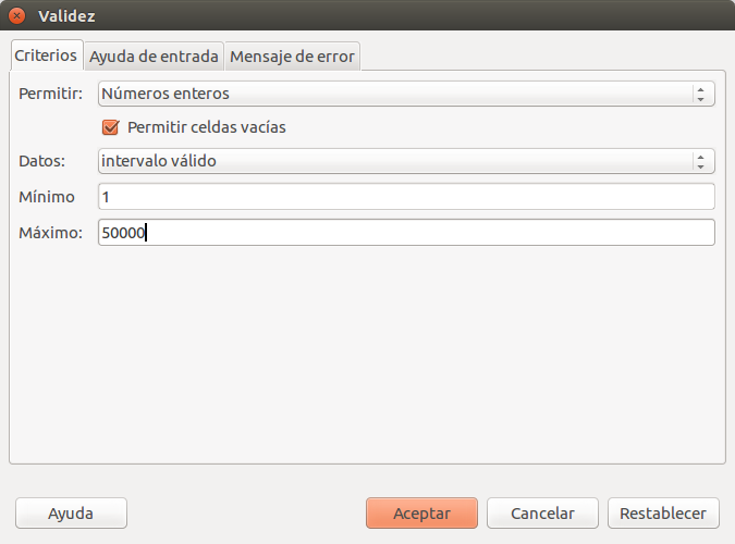 LibreOffice Calc Validación de datos Aplicaciones de Libre Uso