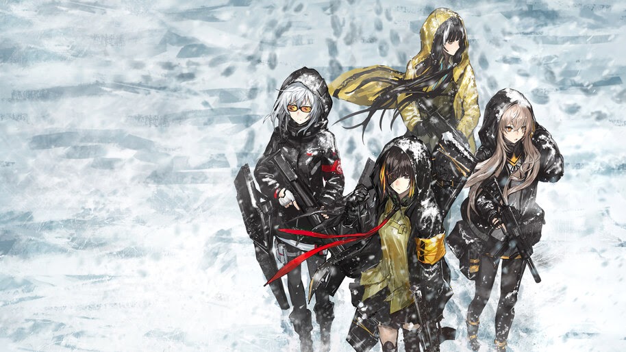 Anime, Girls Frontline, Characters, KSG, M4A1, M16A1, RO635, UMP45, 4K, #6.1104