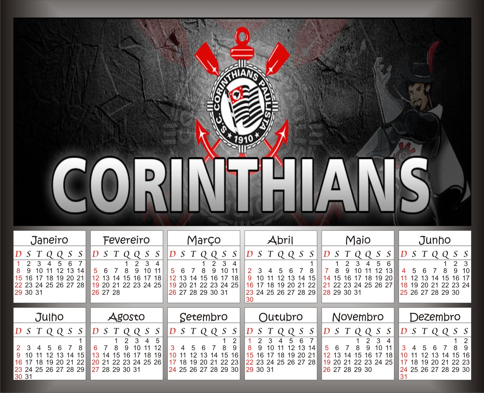 ENCONTRE EM ICOARACI CALENDARIOS 2017 P/ IMPRIMIR