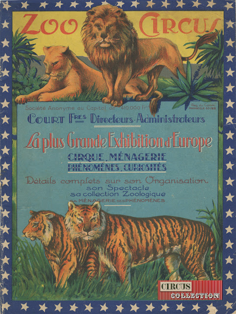 couverture en couleur du programme avec des lions et des tigres en illustration 