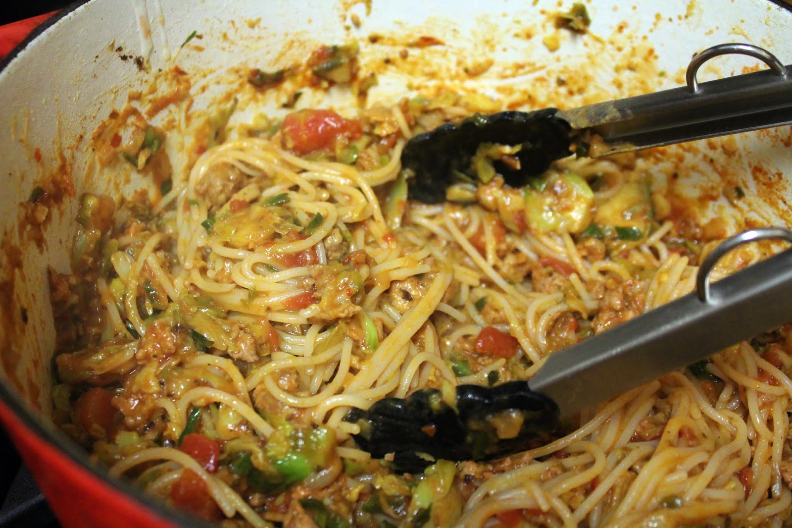 Sausage and Brussels Sprouts Tomato Sauce with Gluten Free Pasta Sausage and Brussels Sprouts Tomato Sauce with Gluten Free Pasta
