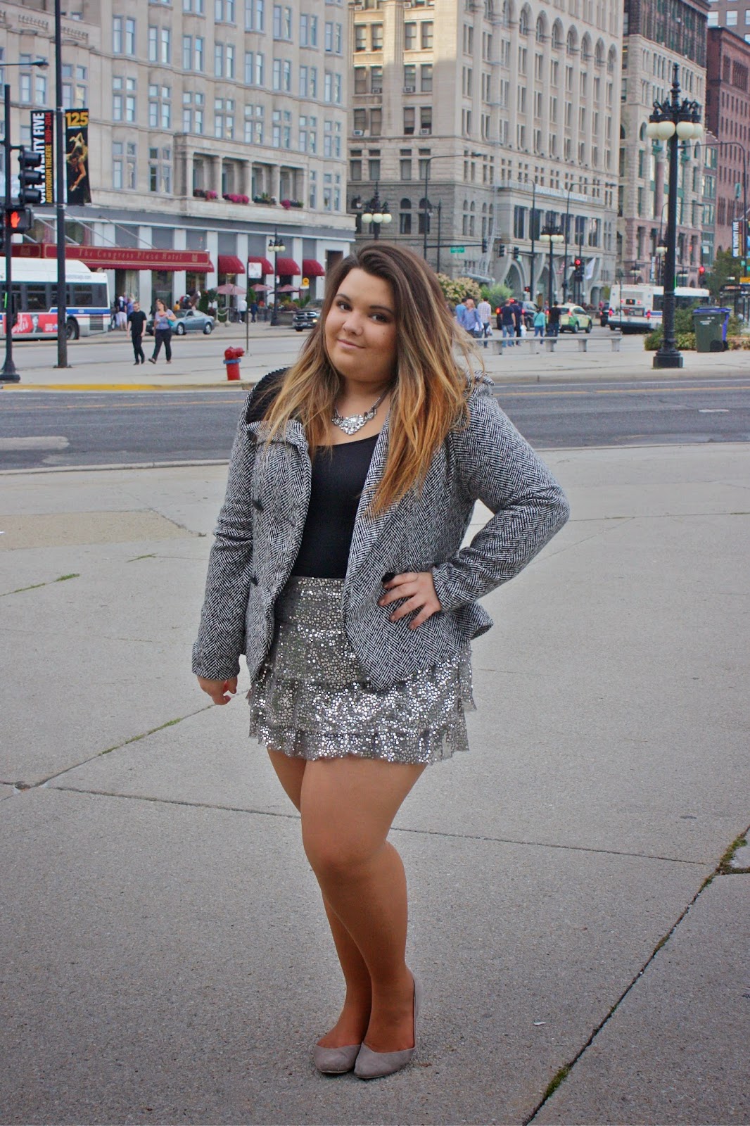 sequin skirt, express, fall fashion, city fashion, chicago, natalie craig, natalie in the city, fashion blogger, plus size fashion blogger, forever 21, BDG, BKE jewelery, thick girls, curvy girls, curvy fashionista, fatshion, celebrate my size, oiutfit of the day, OOTD,