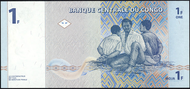 Congo Democratic Republic 1 Congolese franc banknote 1997 Prisoners Patrice Lumumba