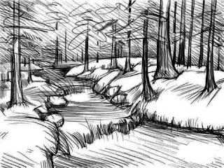 Langkah 4. Cara mudah sketsa/Menggambar Sungai di Tengah Hutan dengan 5 langkah praktis.