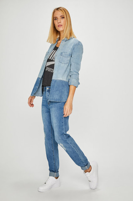Vero Moda - Jeansi Ivy albatri drepti cu talie inalta Vero Moda - Jeansi Ivy albatri drepti cu talie inalta