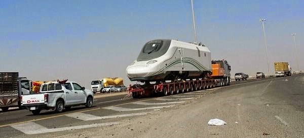 حمل قطار الحرمين الشريفين من جدة الى قرب المدينة المنورة