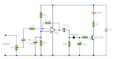 Audio Indicator LM741 schematic