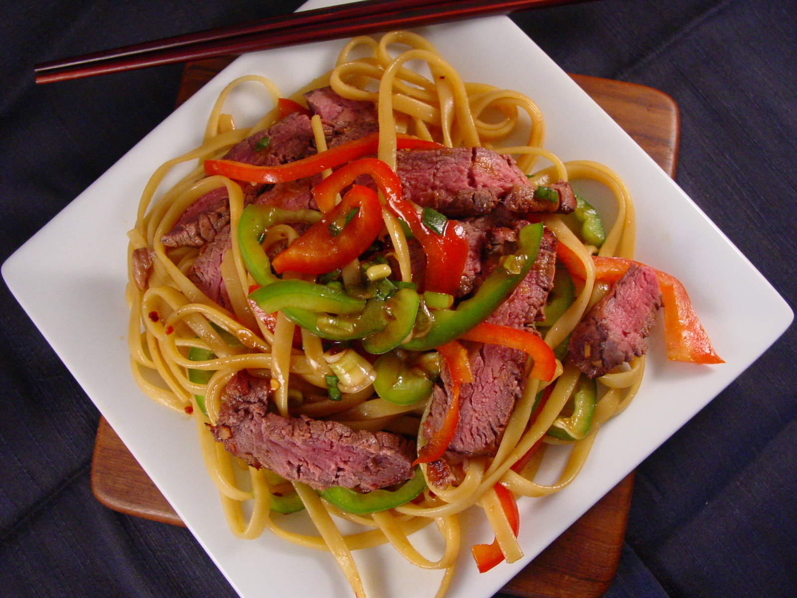 Judy and Barry, Cooking D'Lites Asian Steak and Noodles… Italian Style