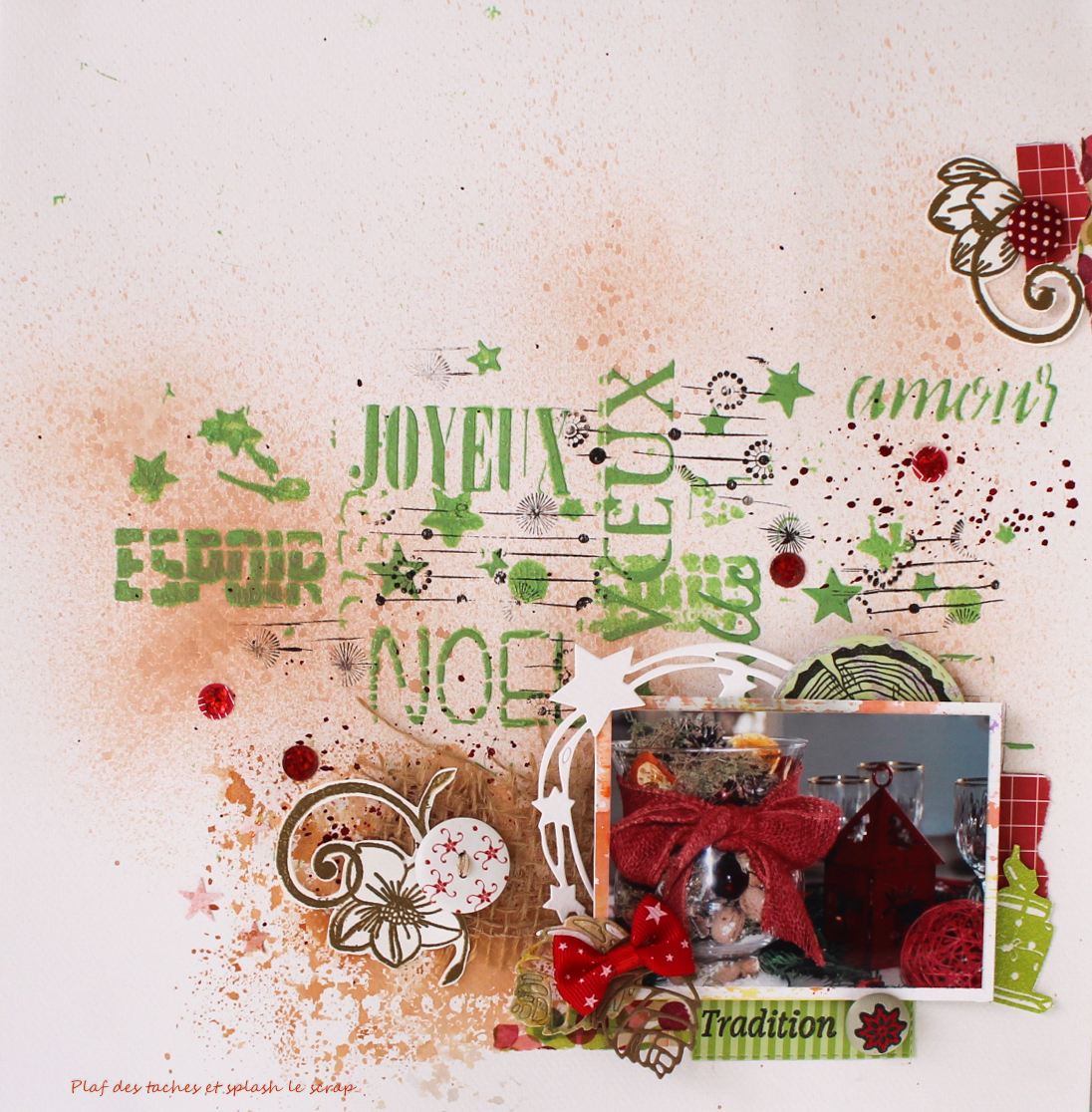 Plaf Des Taches Et Splash Le Scrap Une Page De Noel Sans Papier De Noel