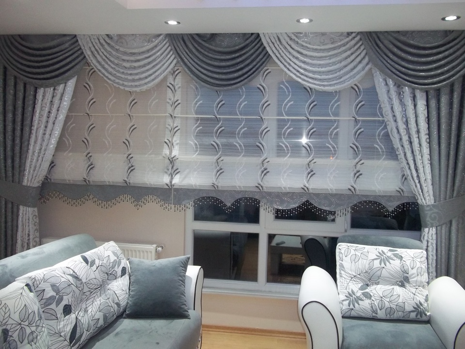 Gri Krem Drape Fon Perde Modeli Elif Perde