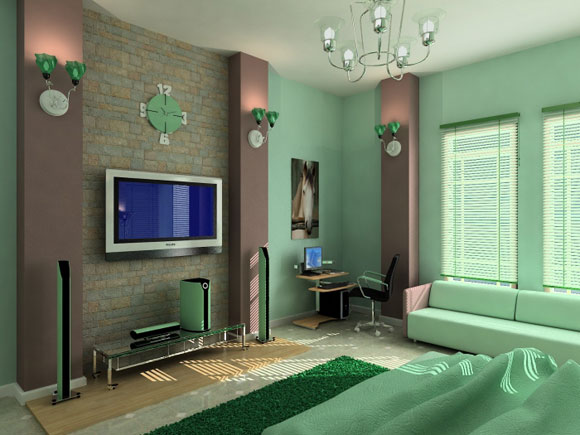 Moderna y Fresca Habitación de color Verde | Decoracion de Dormitorios