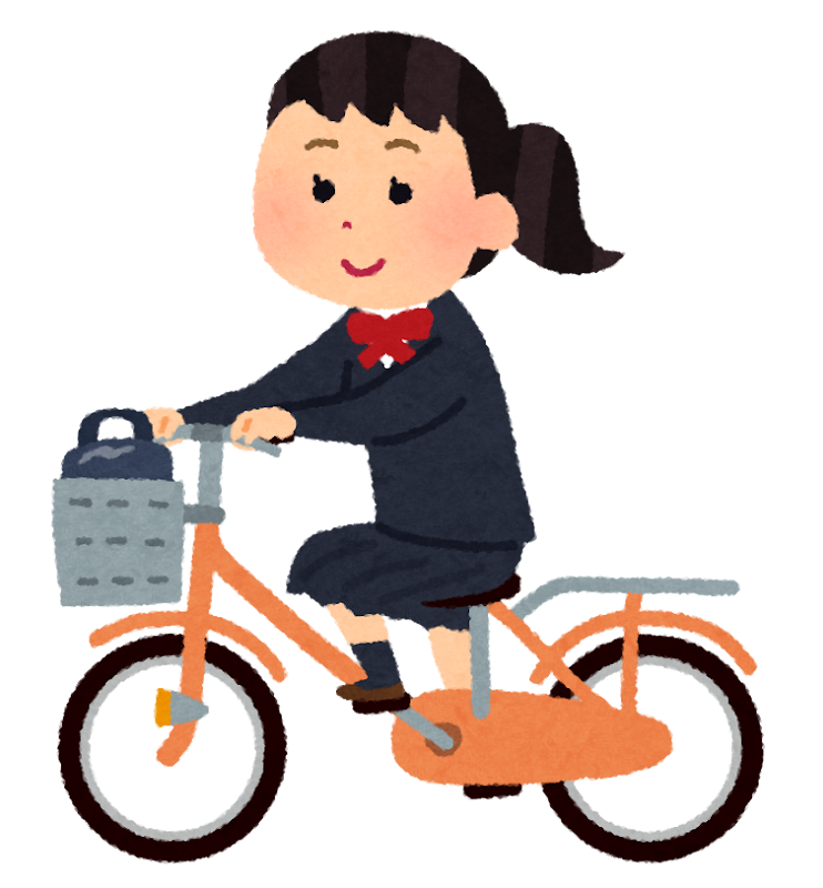 自転車通学のイラスト（女子学生） | かわいいフリー素材集 いらすとや