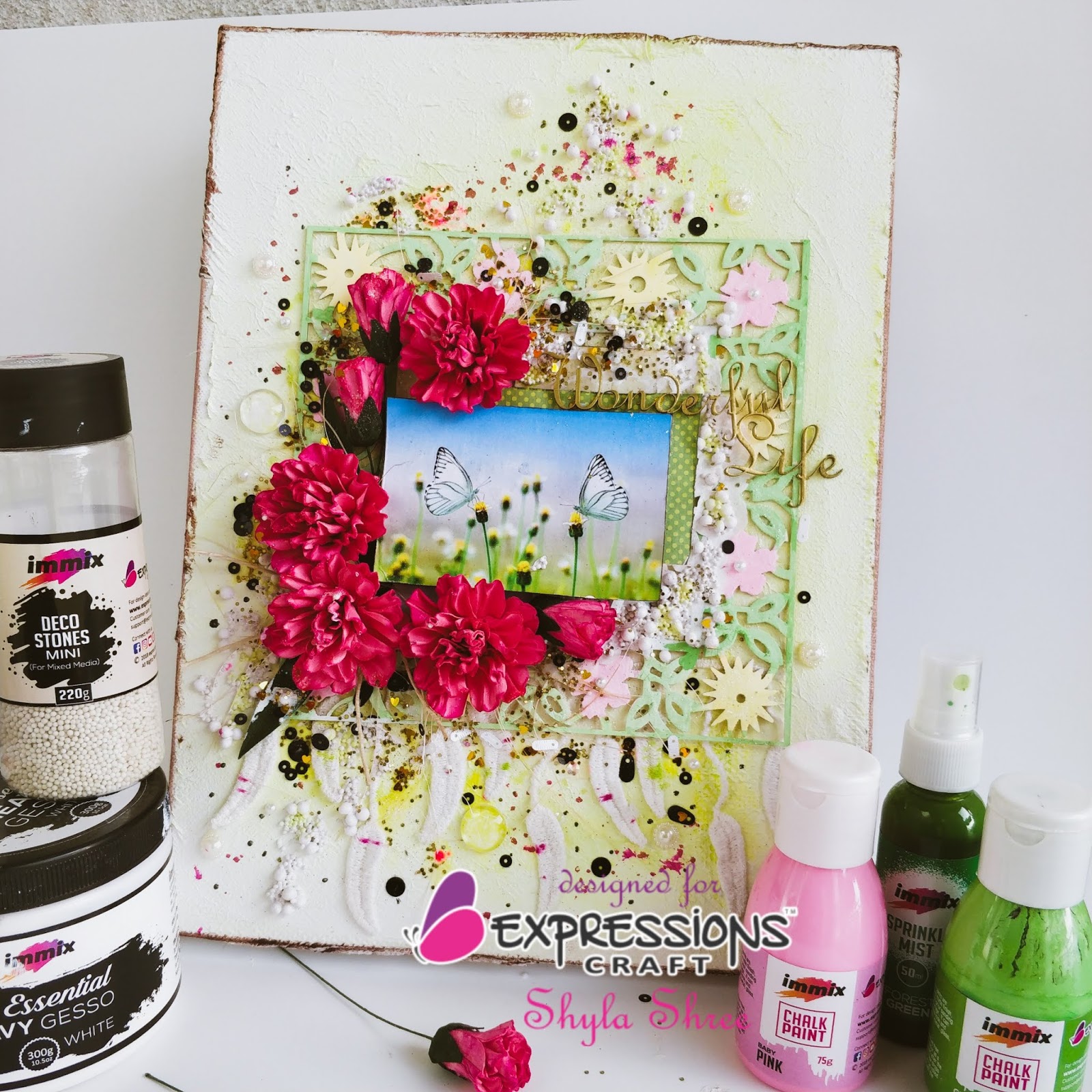 Adhiraacreations Mixed media canvas tutorial