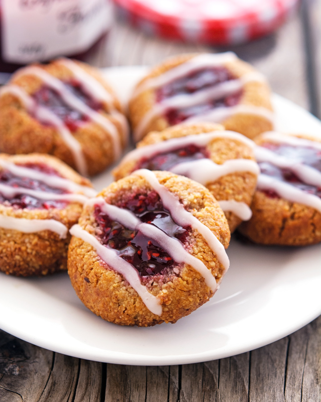The Iron You Raspberry Almond Thumbprint Cookies with Lemon Glaze
