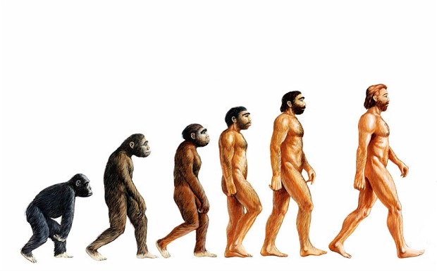 Evolução humana de macaco para homem de negócios moderno com