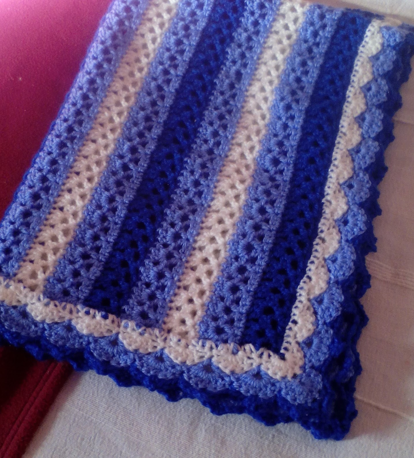 Crochet and Knitting Lace Stipe Blanket