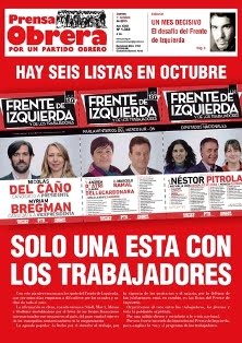 Tapa de PRENSA OBRERA (Semanario del Partido Obrero)