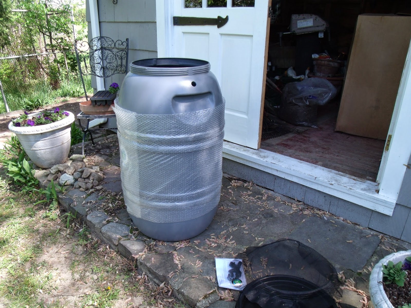 Gear Acres at Top of the Hill Flagstone Path, Rain Barrel Install, and