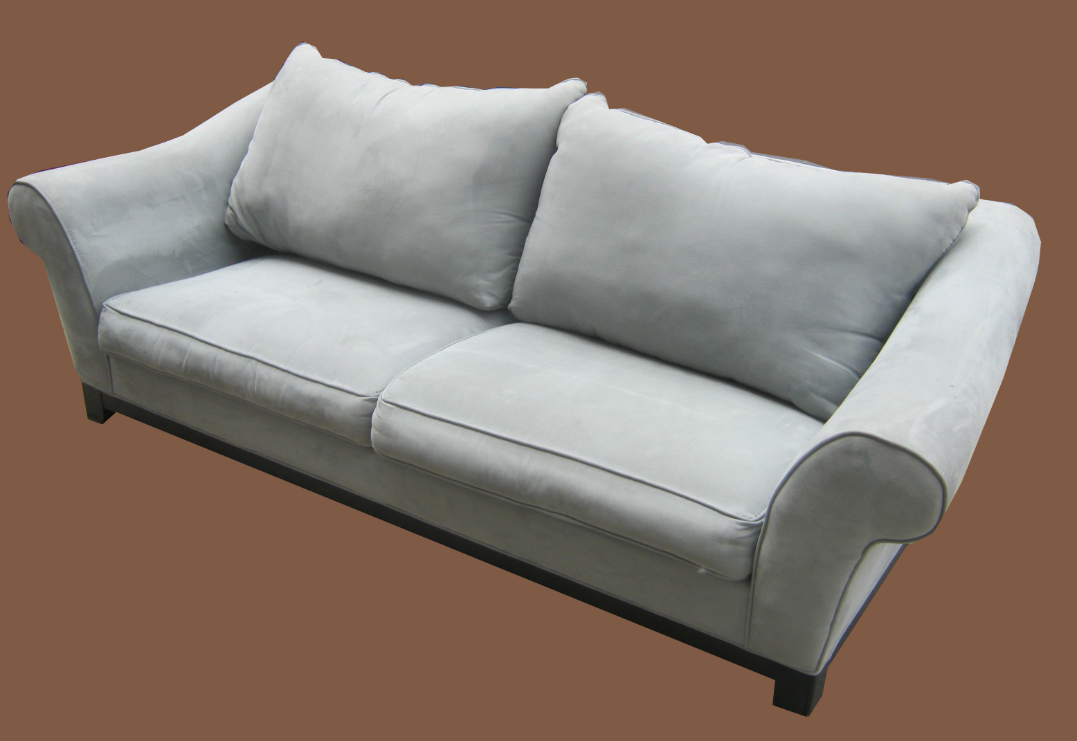 Uhuru Furniture & Collectibles Powder Blue Ultrasuede Sofa SOLD