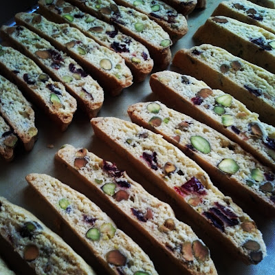 Christmas Biscotti made with cranberries and pistachios