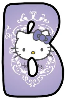 Abecedario Lila con Cara de Hello Kitty. Lilac Alphabet with Hello Kitty Face.