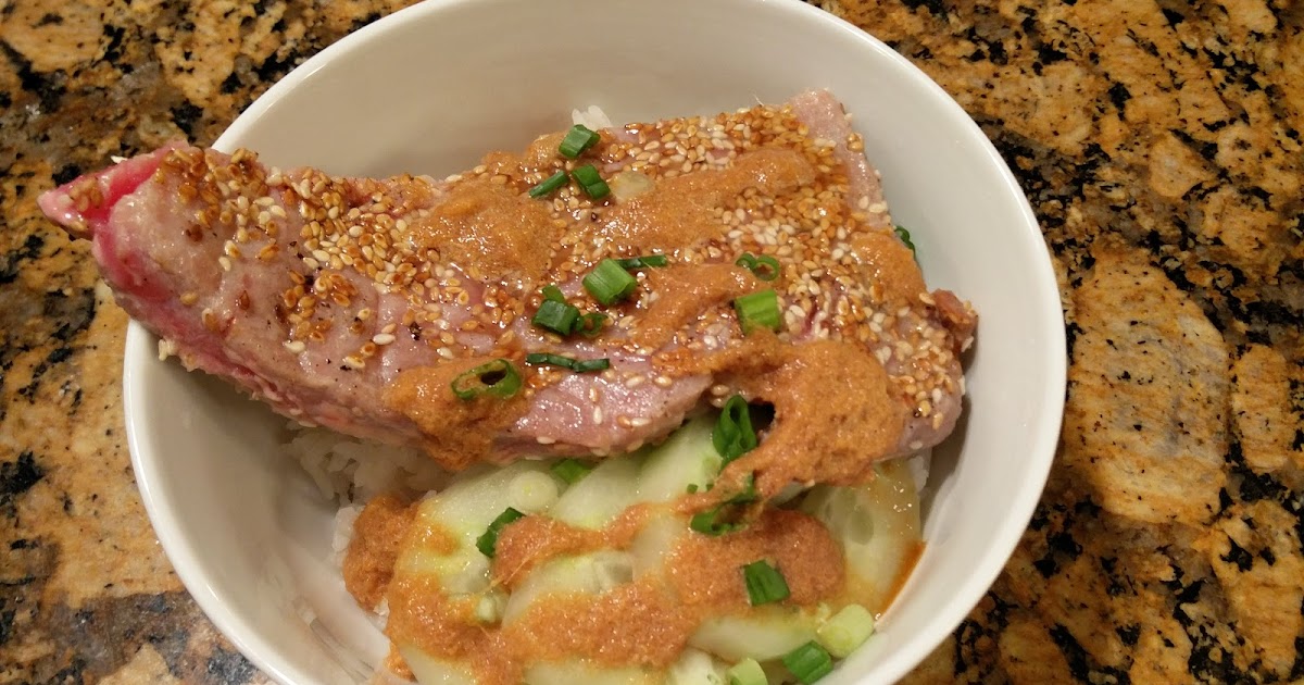 Nick and Alona Kitchen Seared Ahi Tuna Rice Bowl with Ginger Sauce