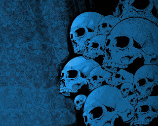 Blue Pile Skulls Dark Gothic Wallpaper
