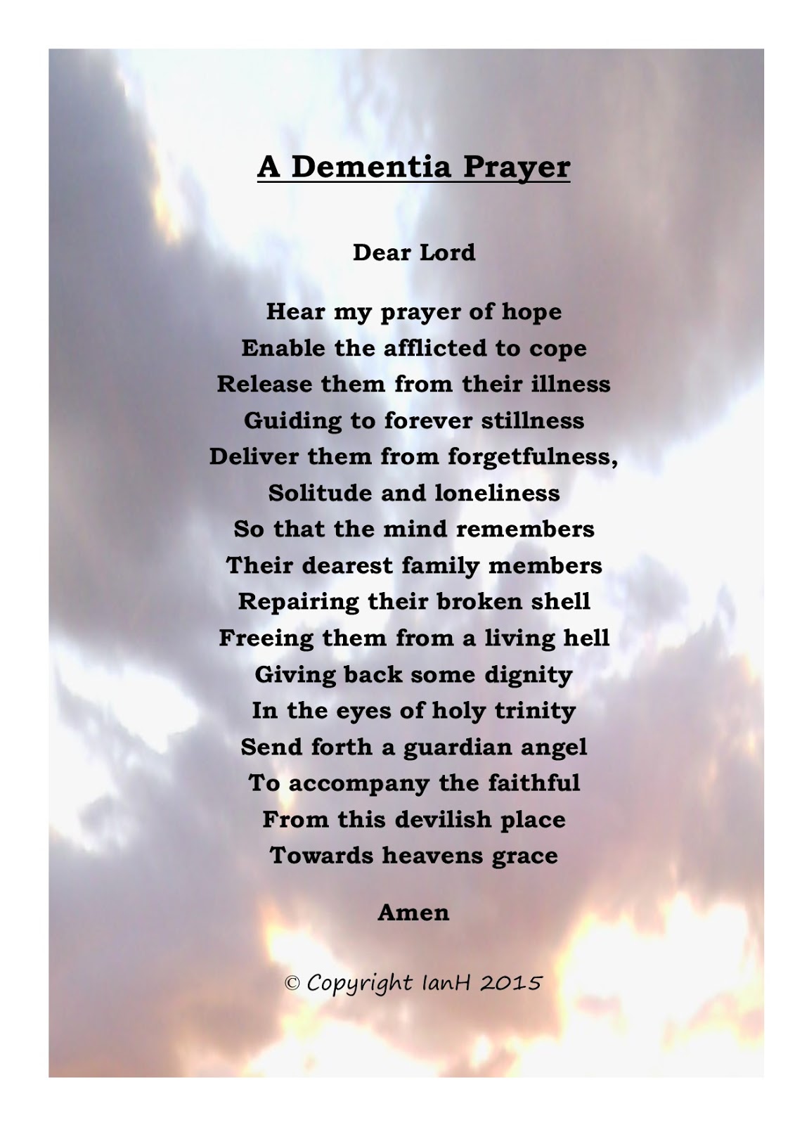 Dementia Carers Poems A Dementia Prayer