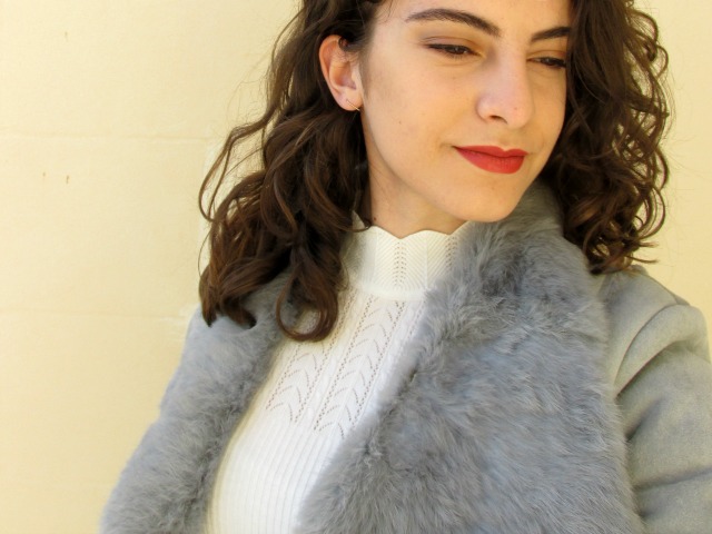 christmas outfit, Zaful grey fur coat, festive season outfit staples