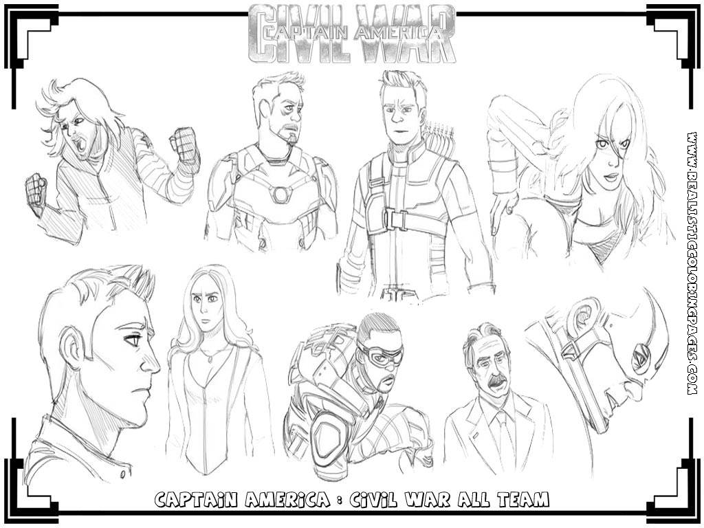 Captain America Civil War All Team Coloring Pages Captain America Civil War All Team Coloring Pages