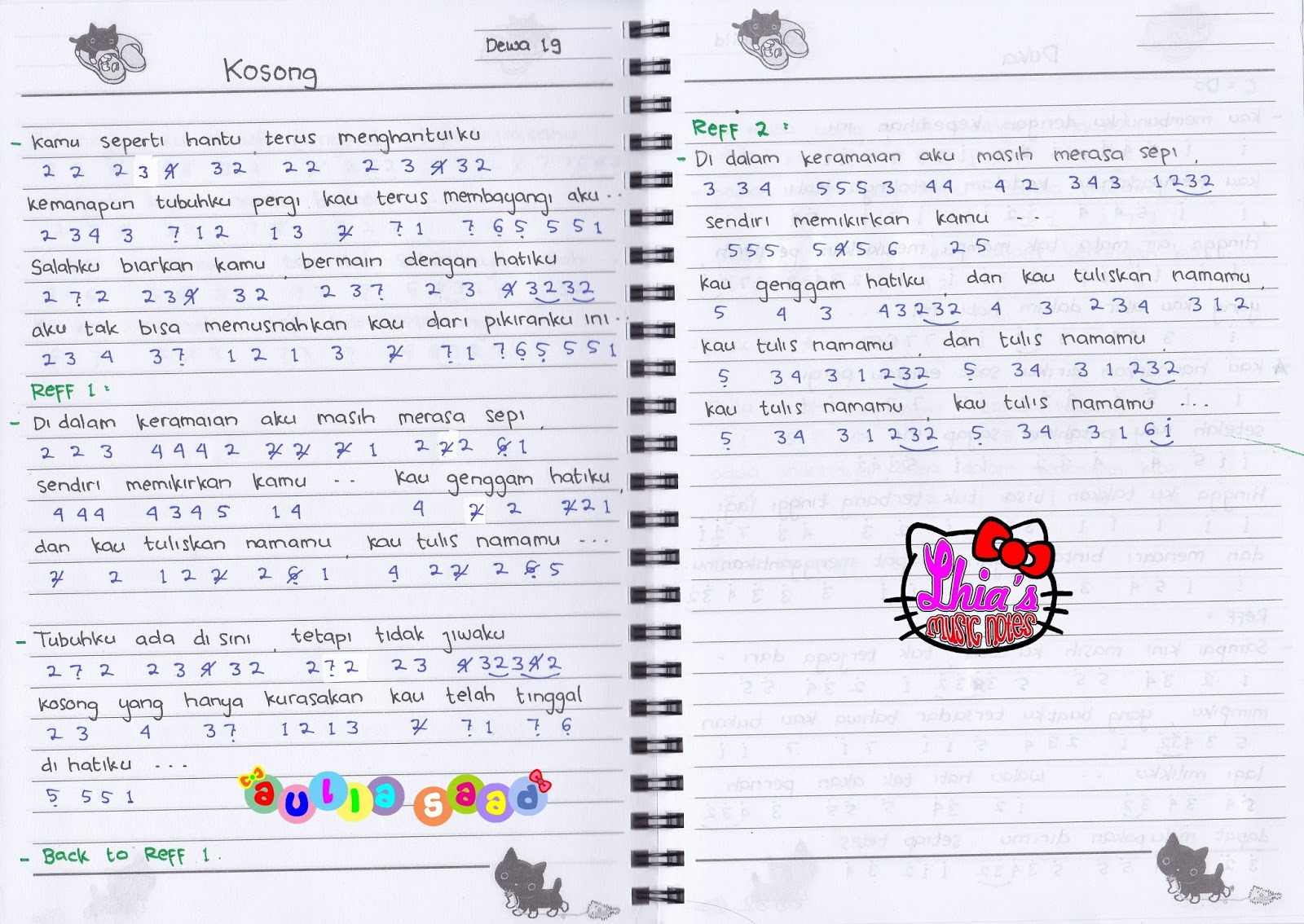 Not Angka : Dewa 19 - Kosong | Aulia's World