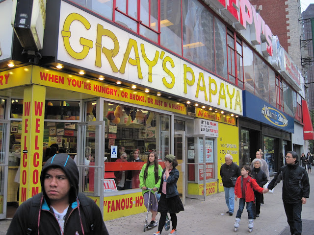 Try Gray's Papaya when dining in New York