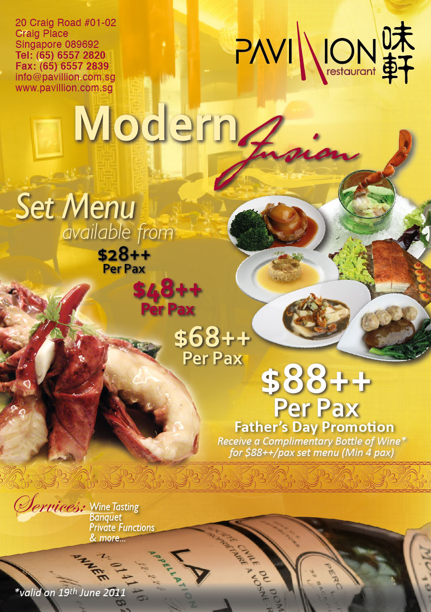 my portfolio Pavillion Set Menus Flyer