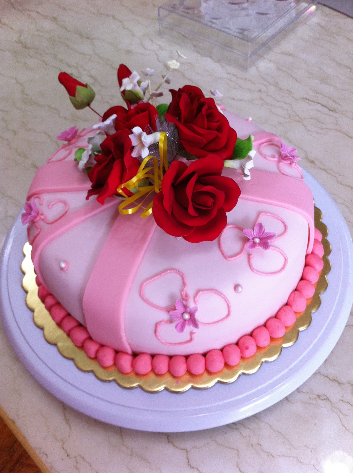 Homemade sweet treats.... Fondant cake for hantaran delivered to